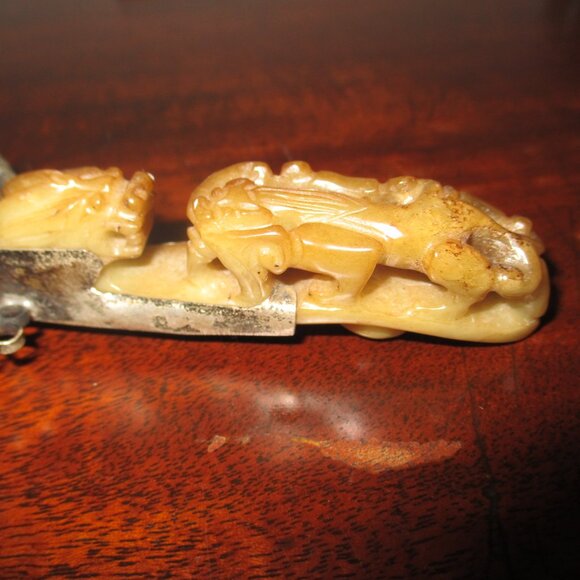 Oriental Hand Mirror Hand Carved Jade - Picture 4 of 4